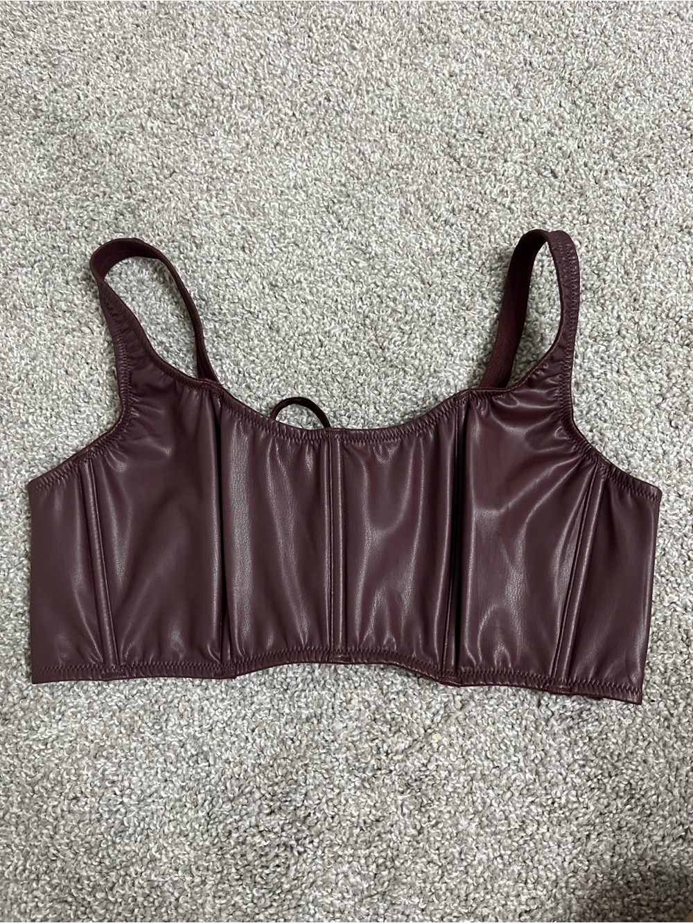 Victoria's Secret Lace-Up Leather Bralette in Wine - Picture 6 of 10